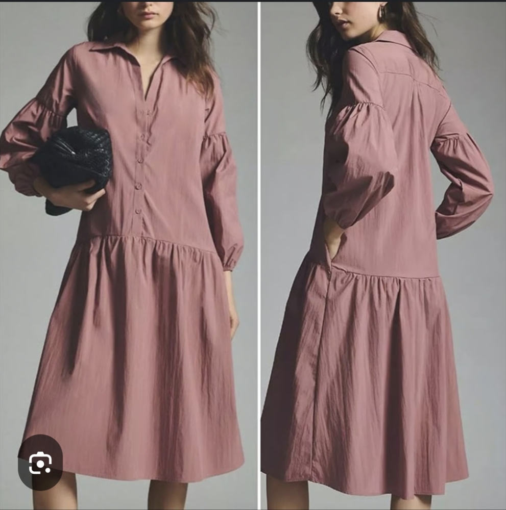 Anthropologie Mauve Long Sleeve Dress